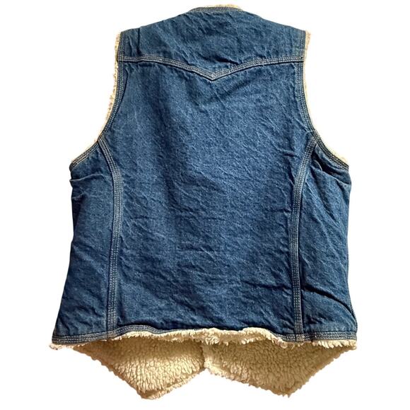 Vintage Levi's Orange Tab Sherpa Lined Denim Vest Blue Western - Medium - Picture 7 of 7